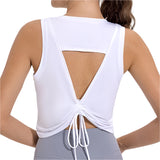 San Francisco AURA Drawstring Cutout Tank-white