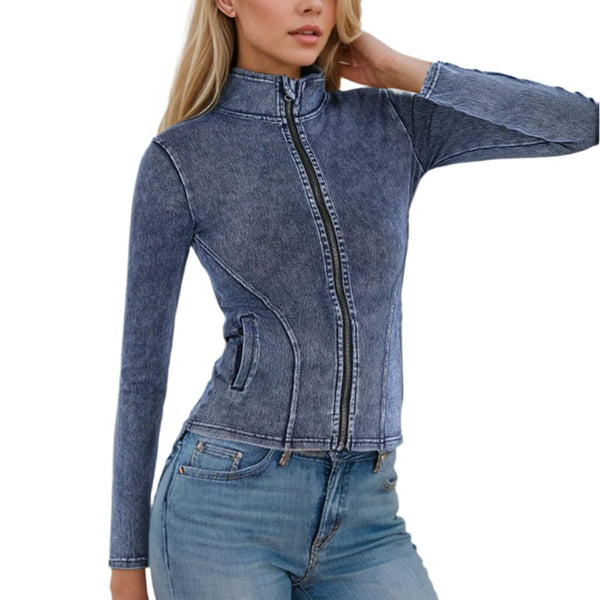 Stockholm FlexDenim Zip-Up Top